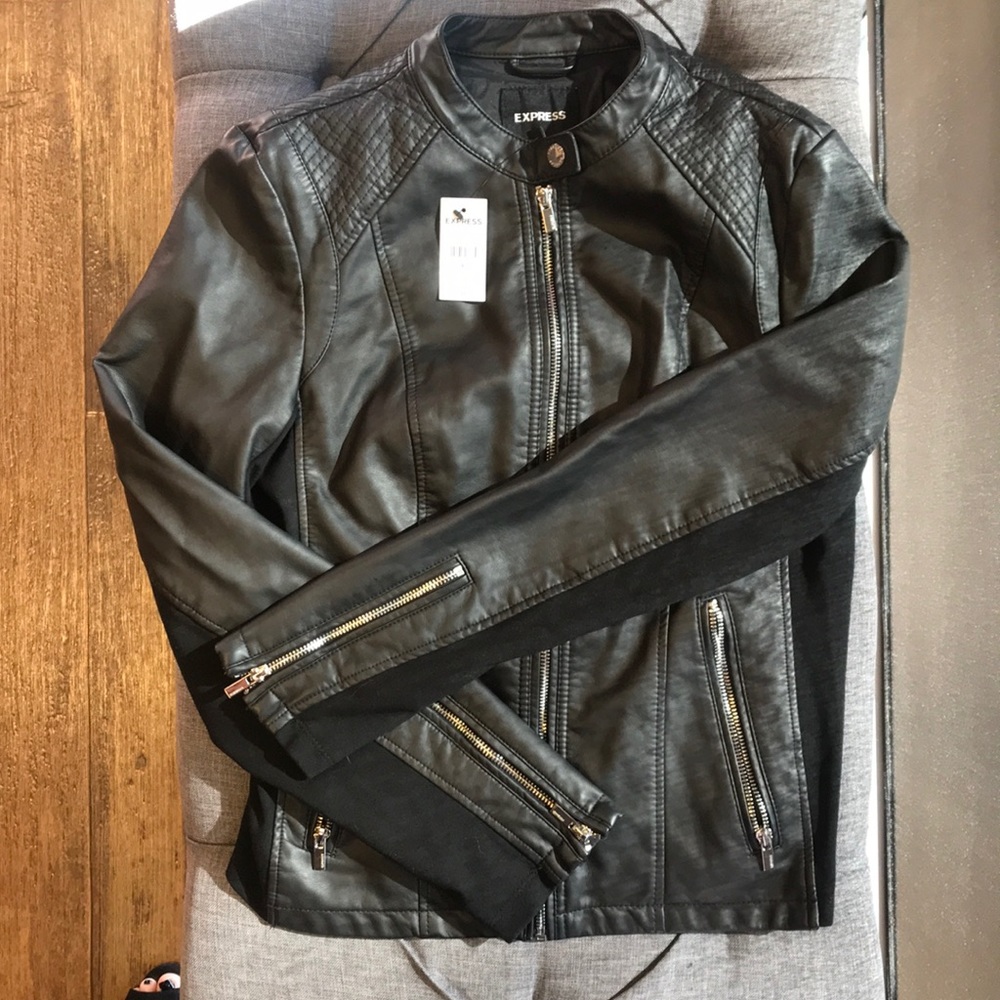 EXPRESS black leather jacket size medium-NWT